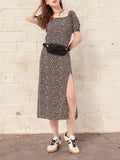 DressBerry Fierce Side Animal Skin Print Midi Dress With Slit