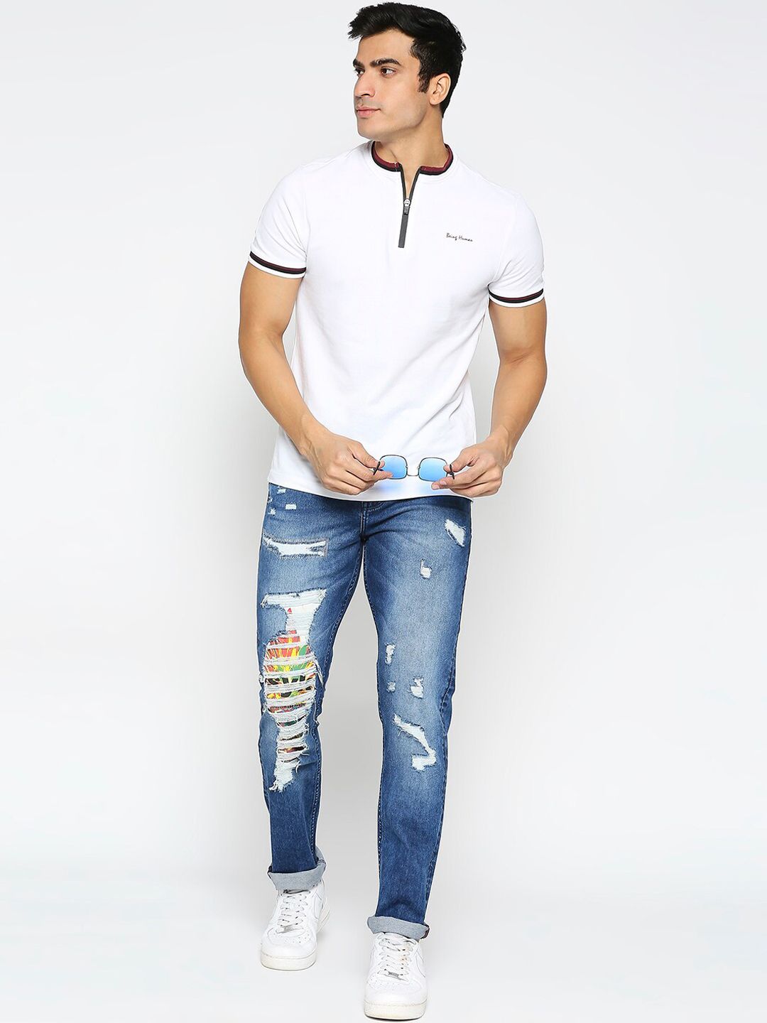 Being Human Men Slim Fit Highly Distressed Heavy Fade Mid-Rise Jeans