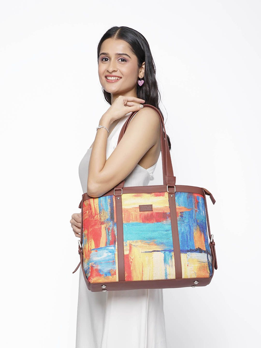 ZOUK Women Abstract Structured Laptop Bag