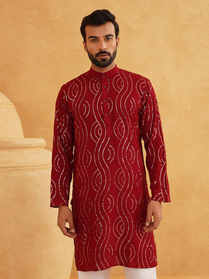 SOJANYA Kurta Lurus Kapas Tulen Berlabuci Dihiasi