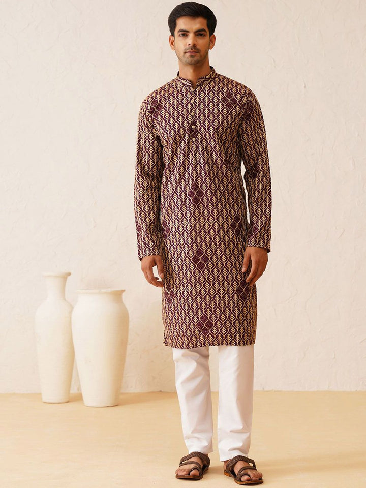 SOJANYA Kurta Lurus Kolar Mandarin Etnik Bercetak Kapas Tulen dengan Churidar