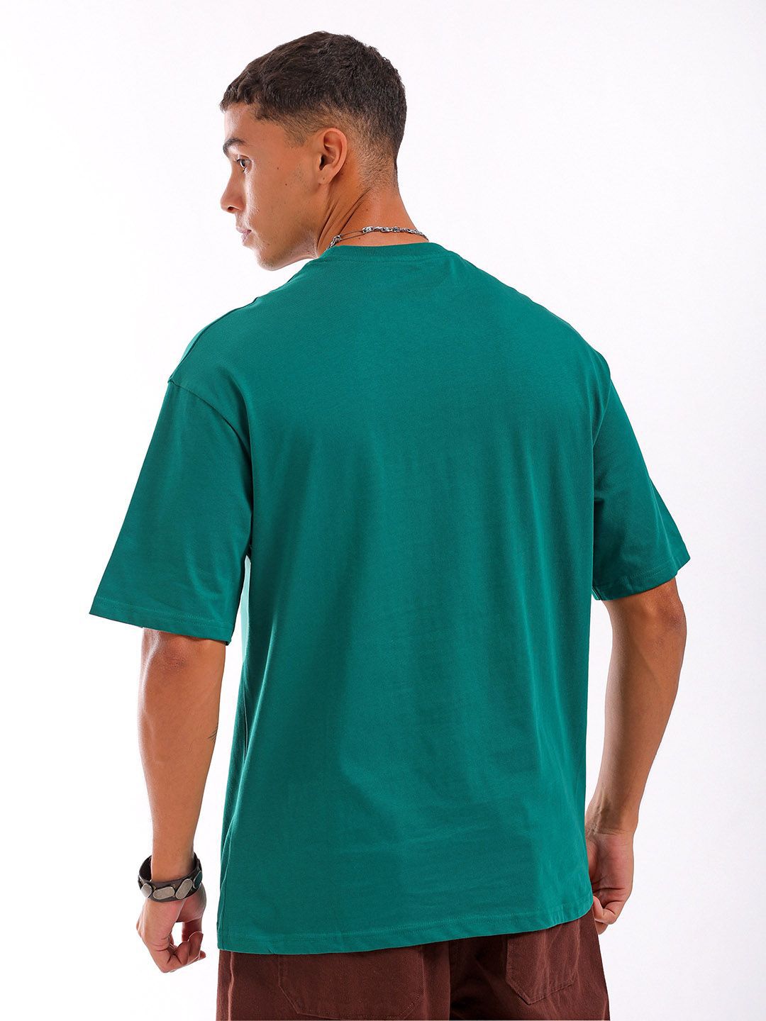 The Indian Garage Co Pure Cotton Typography Printed Boxy Oversized Round Neck T-shirt