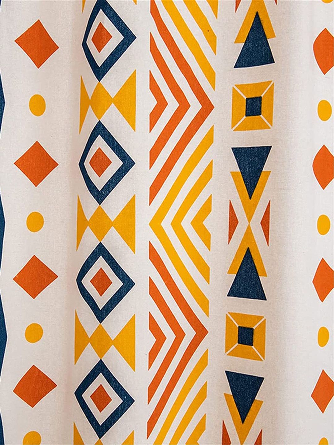 URBAN SPACE White & Orange Ethnic Motifs Single Door Curtain