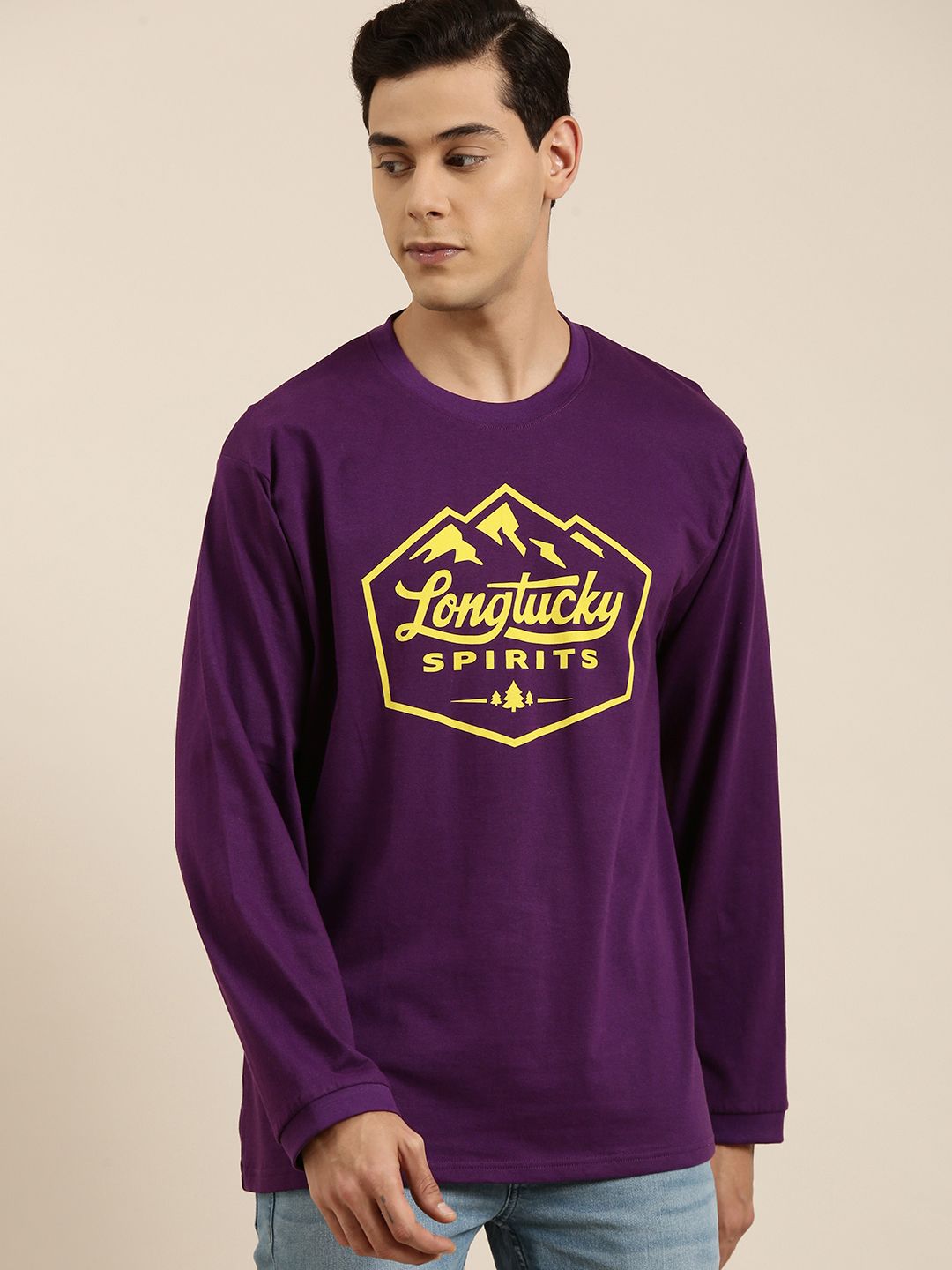 DILLINGER Men Purple Typography Printed Pure Cotton Oversized  T-shirt