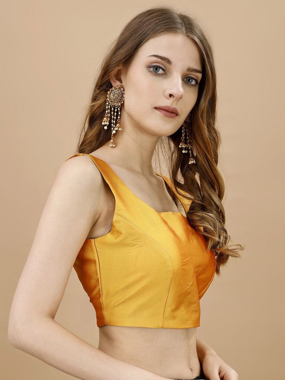 Tikhi Imli Square Neck Sleeveless Saree Blouse