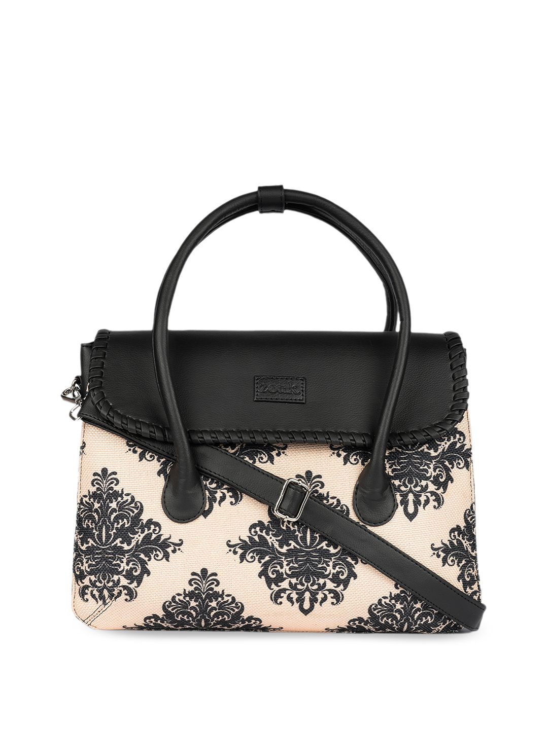 ZOUK Ethnic Motifs Printed Jute Structured Satchel
