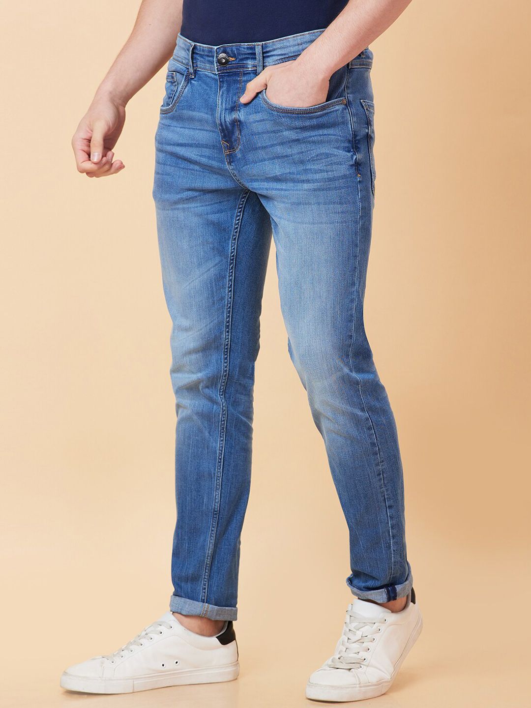 Being Human Men Slim Fit Clean Look Heavy Fade Stretchable Jeans