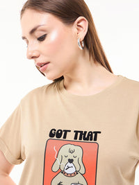 Bewakoof Women Graphic Printed Round Neck Pure Cotton Relaxed Fit T-shirt
