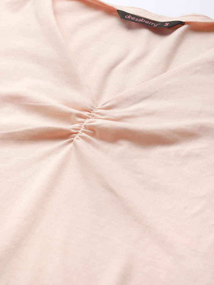 DressBerry Solid V-Neck Cotton Top