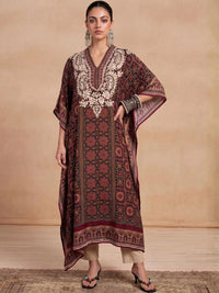 House of Chikankari Women Thread Work Crepe Kaftan Kurta