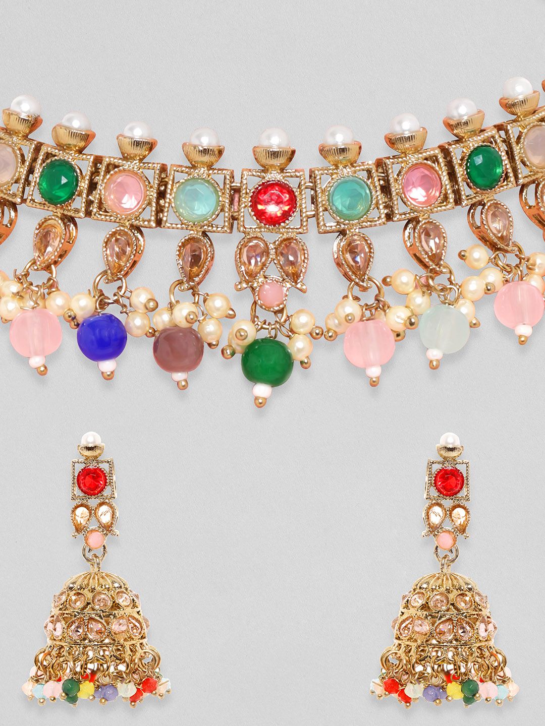 Rubans berbentuk emas berbilang warna CZ Studded Pearl Beaded Budak Barang Perhiasan