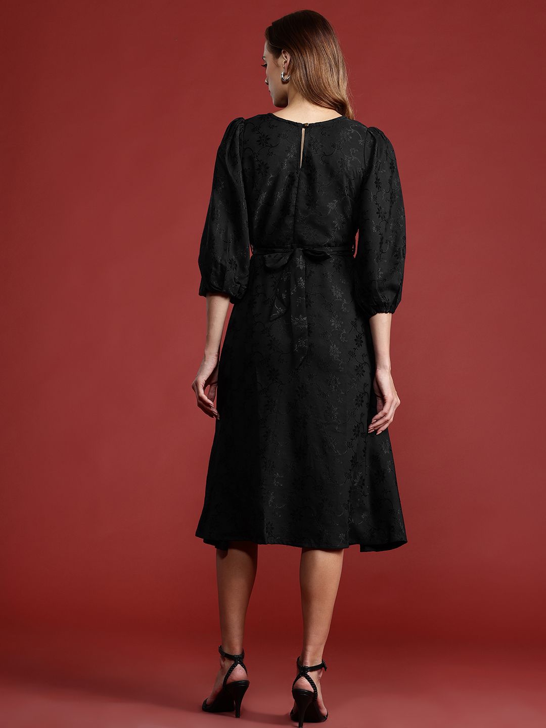 all about you Floral Puff Sleeve Fit & Flare Dress