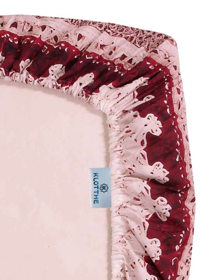 Moda Rapido X KLOTTHE Maroon & Pink Floral 400 TC King Bedsheet with 2 Pillow Covers