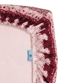 Moda Rapido X KLOTTHE Maroon & Pink Floral 400 TC King Bedsheet with 2 Pillow Covers