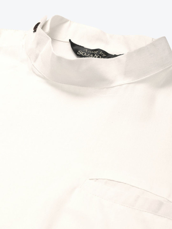 Anug oleh SOJANYA Men Off White Asymmetric Hemline Kurta