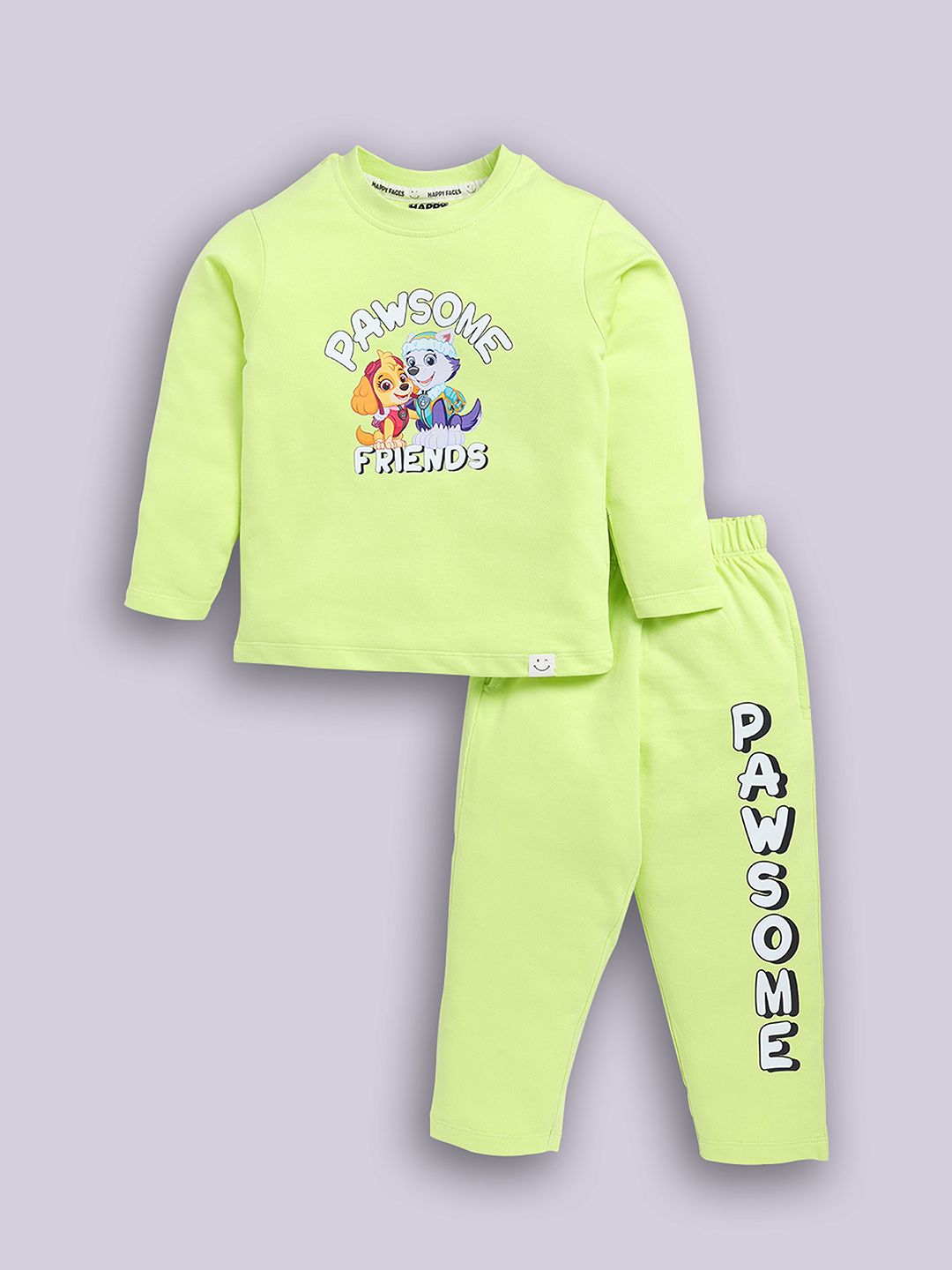 Happy Faces Girls Paw Patrol Print Pure Cotton T-shirt with Trousers