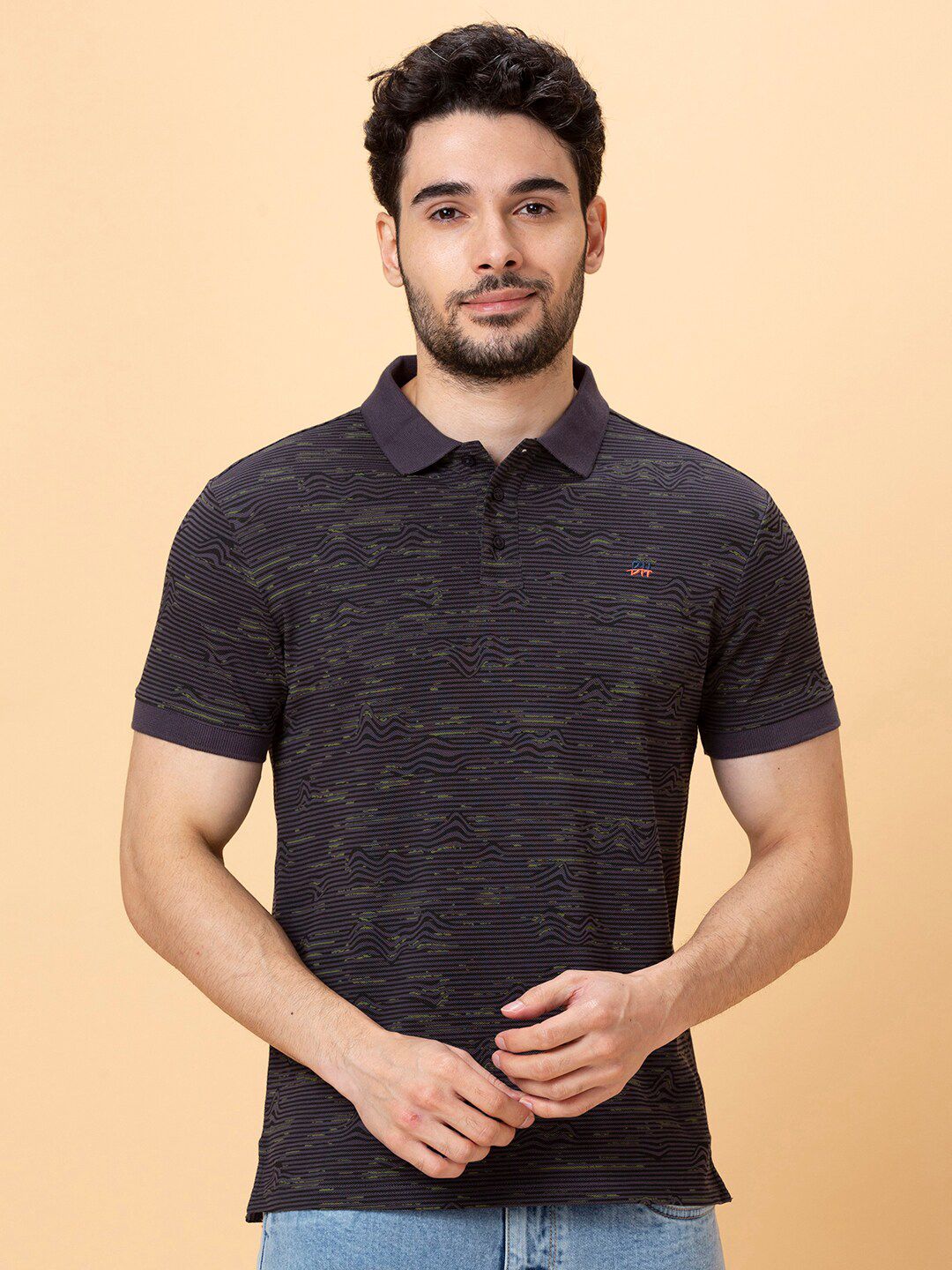 Being Human Striped Polo Collar Casual T-shirt