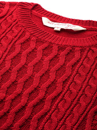 all about you Women Red Cable Knit Pullover