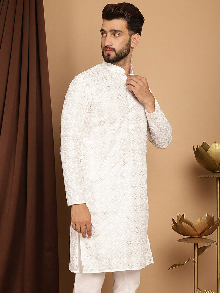 SOJANYA Ethnic Motifs Embroidered Sequinned Cotton Kurta