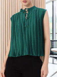 DressBerry Graceful Glamour Accordion Pleated Satin Finish A-Line Top