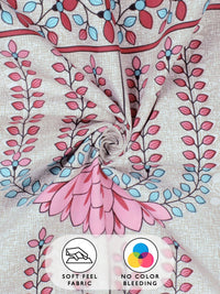 Story@home Arena Grey & Pink Floral Printed 180 TC Queen Bedsheet & 2 Pillow Covers