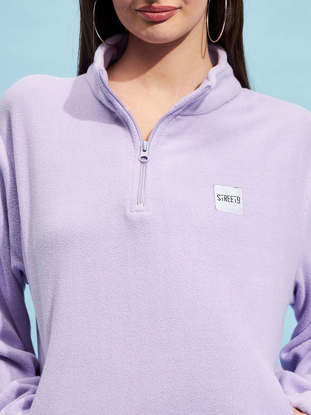 STREET 9 Lavender Mock Collar Oversized Sweatshirt