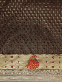 Saree mall Brown & Golden Cotton Silk Woven Design Banarasi Saree
