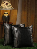 HOSTA HOMES Black & Grey Set of 2 Geometric Velvet Square Cushion Covers