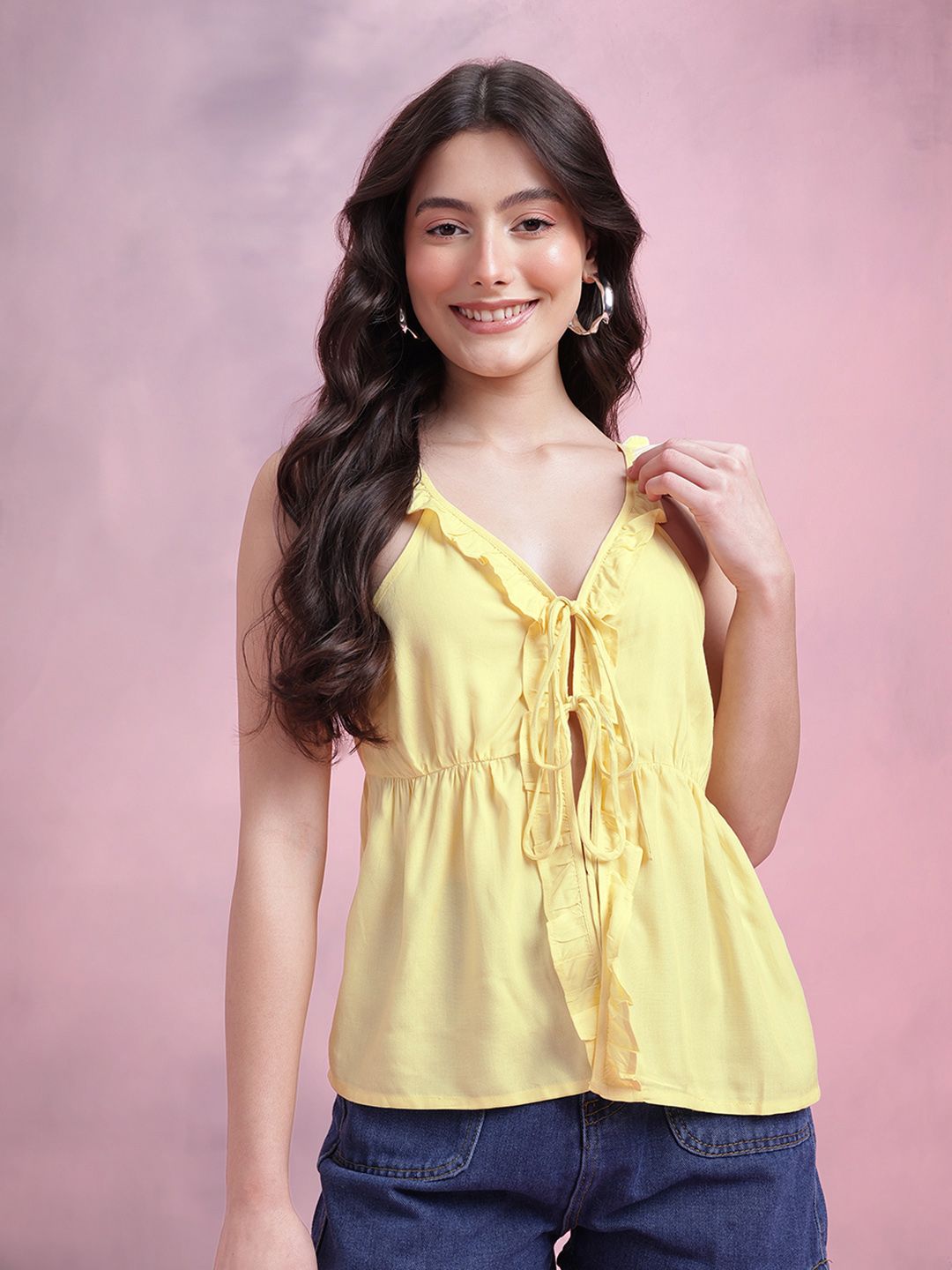 DressBerry Bow Front Ruffles Top