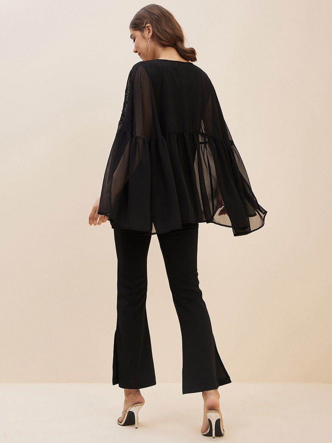 Antheaa Embellished V-Neck Top & Trousers