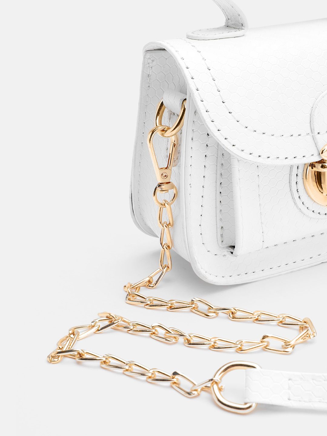 DressBerry Geometric Textured Structured Satchel Bag