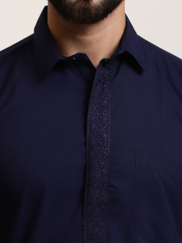 SOJANYA Shirt Collar Curved Hem Pathani Kurta with Salwar