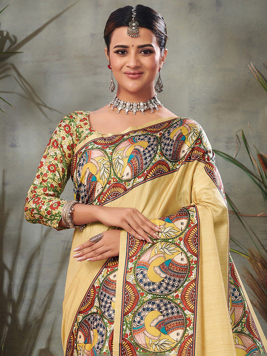 Saree mall Ethnic Motifs Silk Blend Taant Sarees