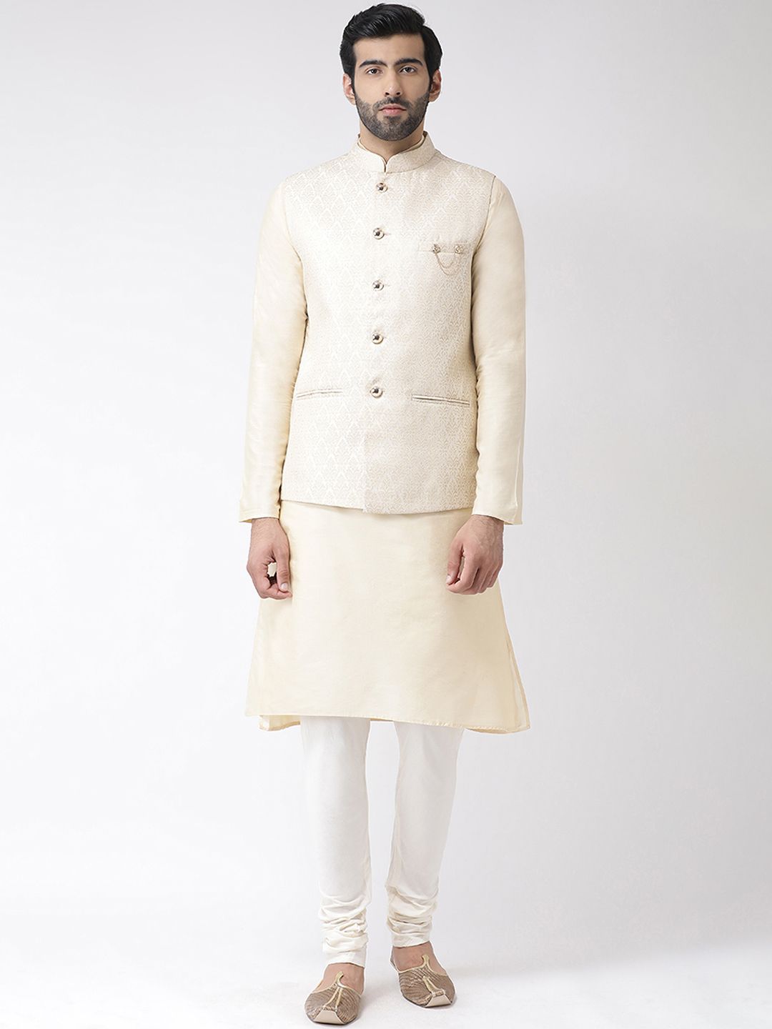 KISAH Men Textured Regular Fit Ethnic Motifs Nehru Jacket