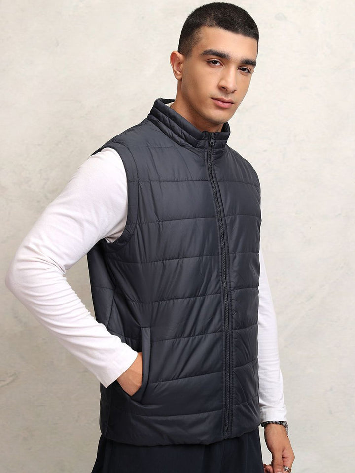 HIGHLANDER Men Navy Classic Quilted Puffer Jacket