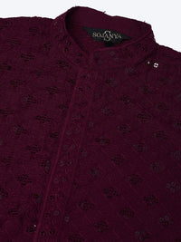 SOJANYA Embellished Mandarin Collar Pure Cotton Kurta