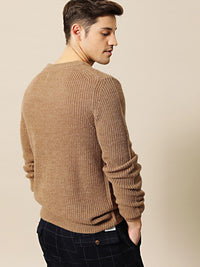 Mr Bowerbird Men Beige Tailored Fit Solid Pullover