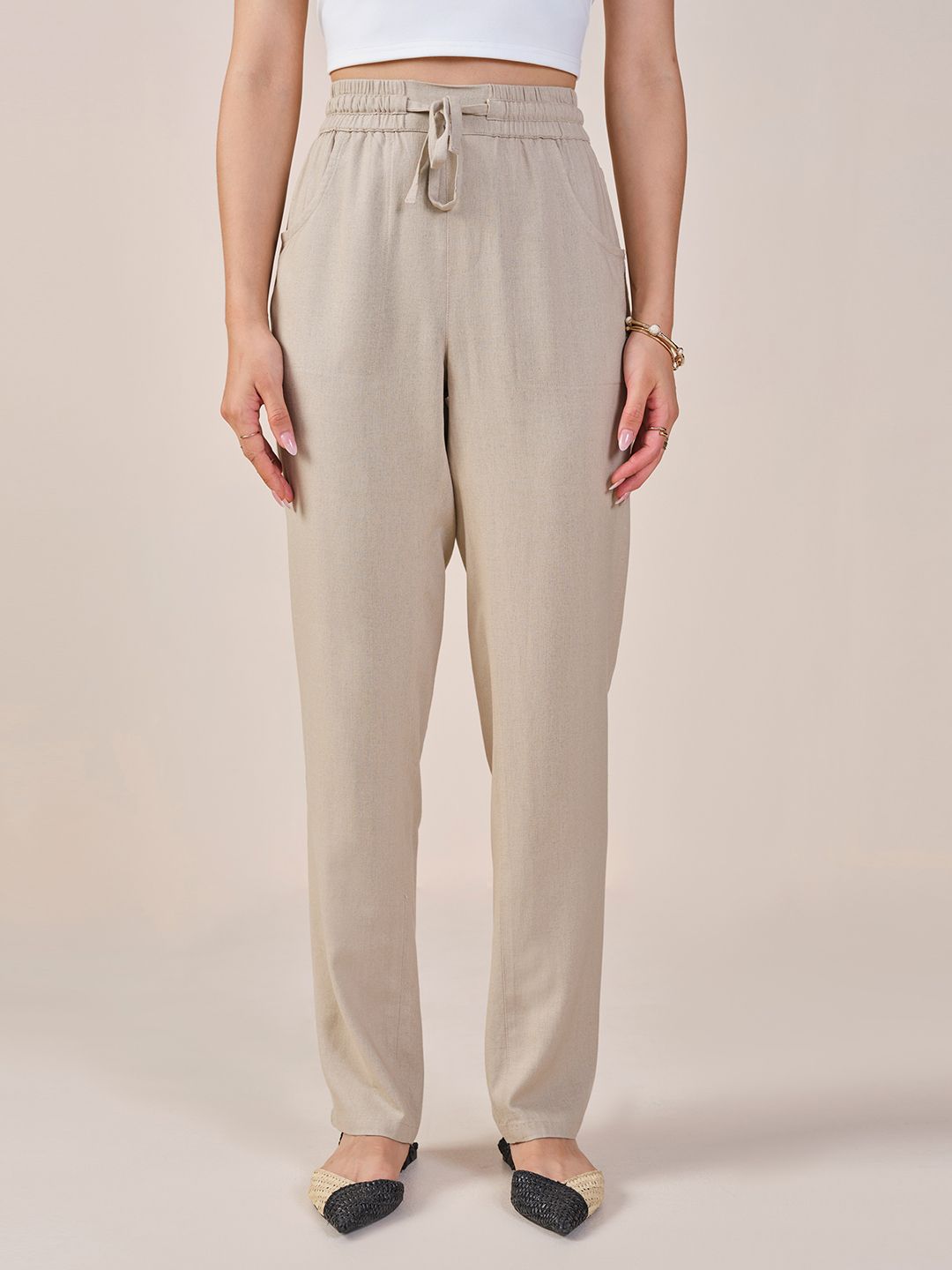 AND Women Mid Rise Regular Fit  Trousers