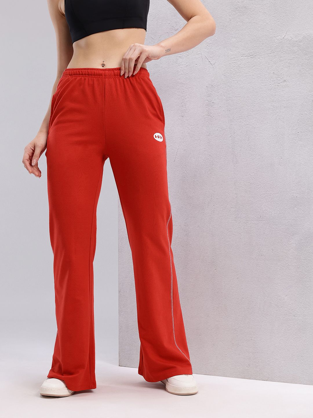HRX by Hrithik Roshan Women Contrast Stitch Lifestyle Track Pants