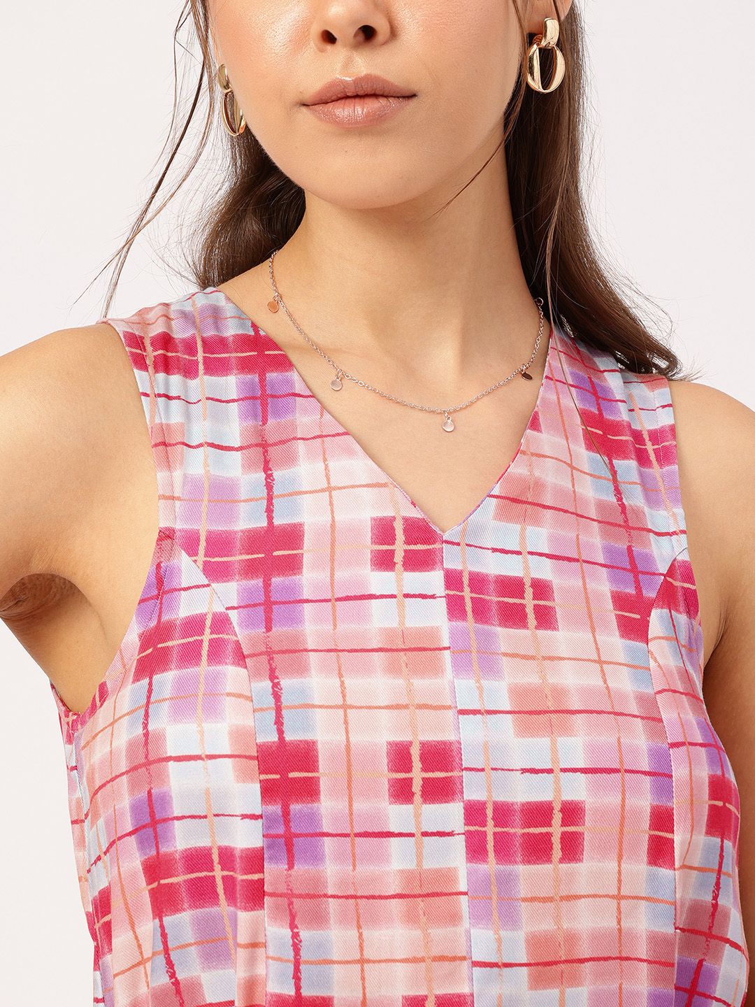DressBerry Checkered Dreams Tie-Ups Pocket Detail Mini Dress