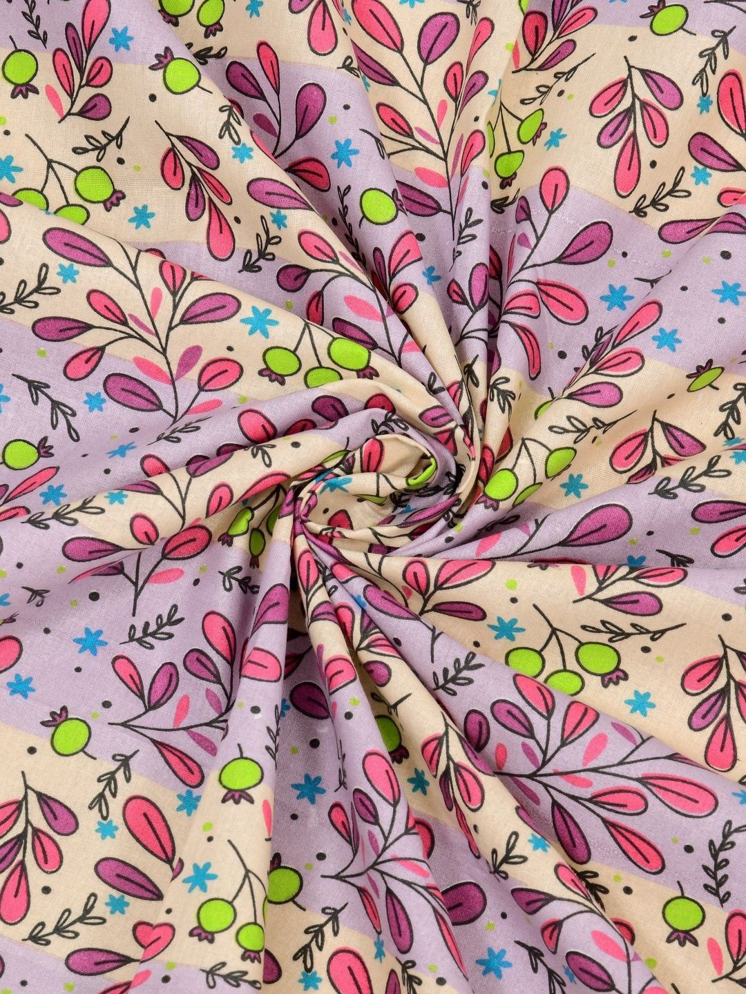 BOMBAY DYEING Dream Lover Violet Floral Cotton 104 TC Queen Bedsheet Set 2.54 x 2.24m