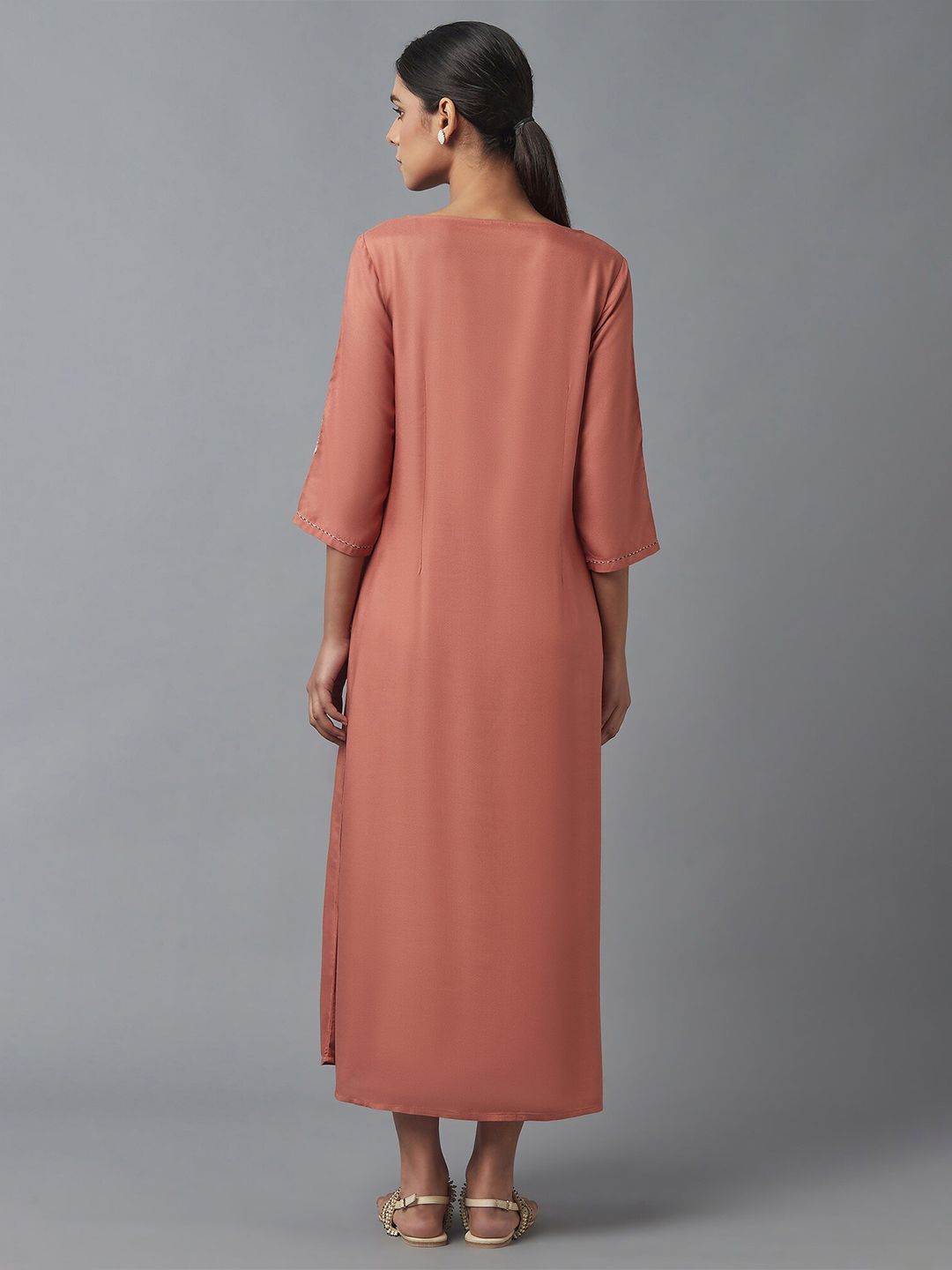 W Orange A-Line Maxi Dress
