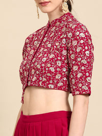 Libas Pure Georgette Ruffled Detail Dhoti Saree with Stitched Blouse