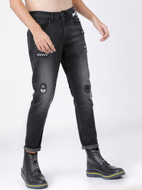 LOCOMOTIVE Men Black Slim Tapered Fit Mid-Rise Clean Look Stretchable Jeans