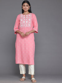 Libas Ethnic Motifs Embroidered Round Neck Three-Quarter Sleeves Kurta