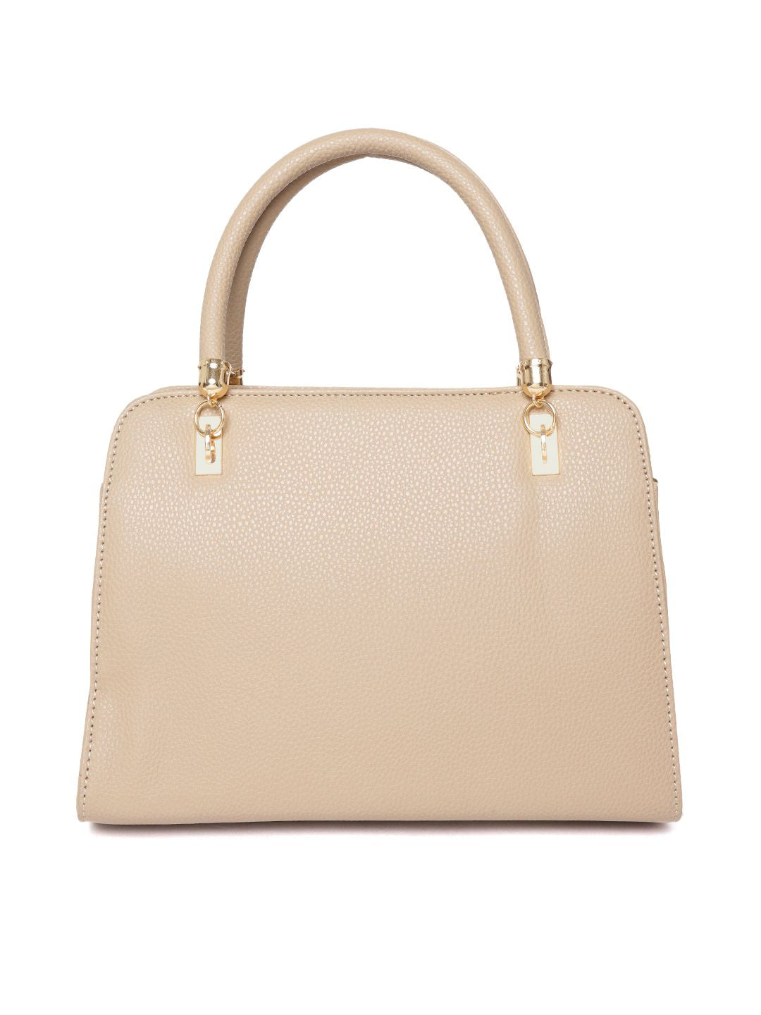 Lino Perros Beige Solid Handheld Bag with Sling Strap