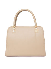 Lino Perros Beige Solid Handheld Bag with Sling Strap