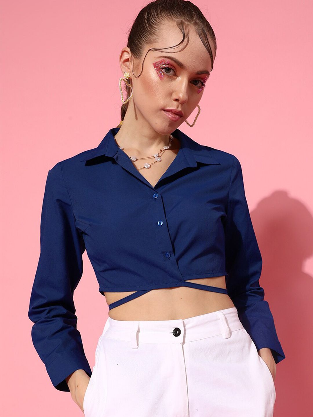 STREET 9 Stylish Blue Solid Top