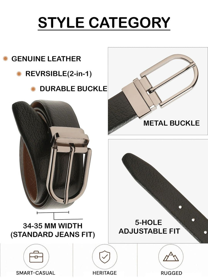 Teakwood Leathers Men Textured Leather Reversible Formal Belt