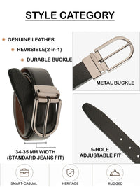 Teakwood Leathers Men Textured Leather Reversible Formal Belt